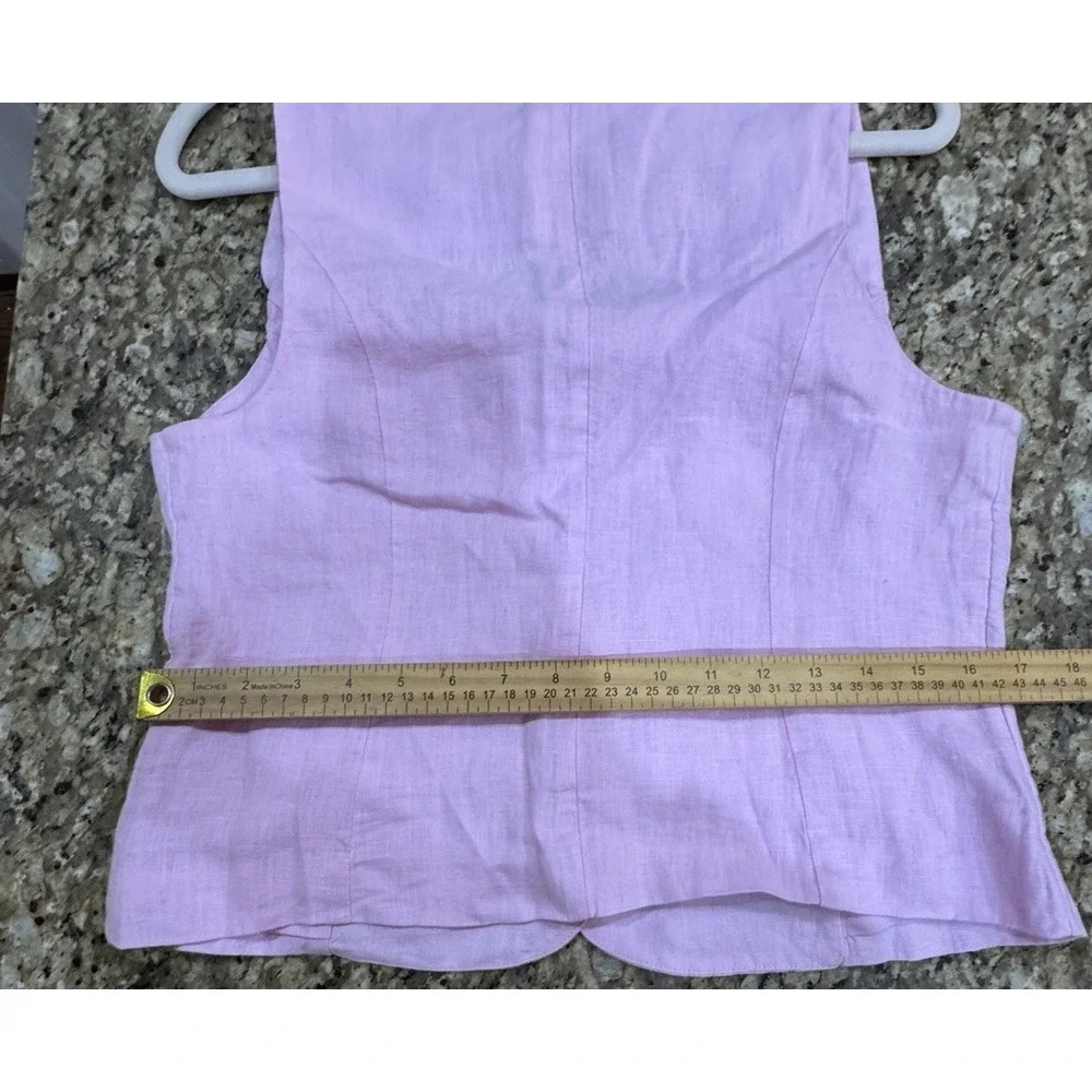 J. Crew Women's Light Pink Scoopneck Linen Covered Button Front Vest Size 8‎
